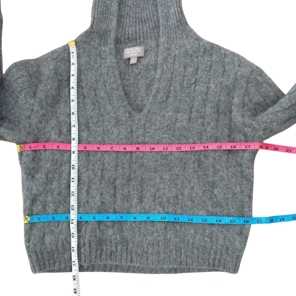 J.Crew Brushed Cashmere Sailor Collar Sweater Grey XS Luxe Fuzzy Knit CE683